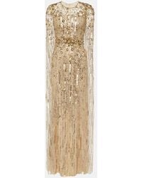 Jenny Packham - Vestido De Fiesta Ruby Con Lentejuelas Y Capa - Lyst