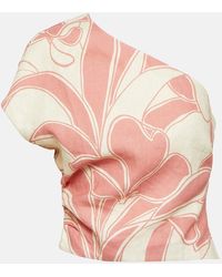 Sir. The Label - Belletto Printed One-shoulder Linen Top - Lyst