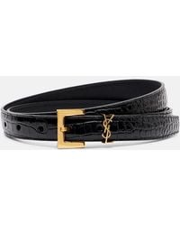 Saint Laurent - Cassandre Croc-Effect Leather Belt - Lyst