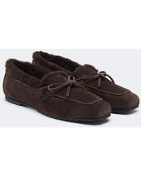 Aeyde - Jasper Shearling-Lined Suede Boat Shoes - Lyst