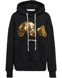 Palm Angels Sequined Cotton Hoodie - Black