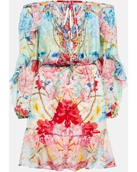 Camilla - Off-the-shoulder Embellished Silk Minidress - Lyst