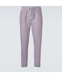 Fedeli - Striped Linen Straight Pants - Lyst