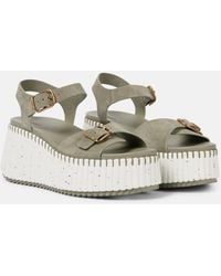 Chloé - Nama Suede Platform Sandals - Lyst