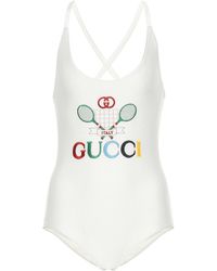 Gucci Bañador bordado en rosa - Blanco
