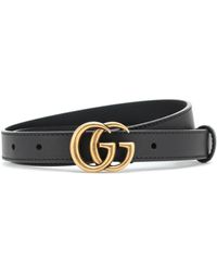 Gucci Cinturón GG de piel - Negro