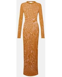 Saint Laurent - Knitted Semi-Sheer Maxi Dress - Lyst