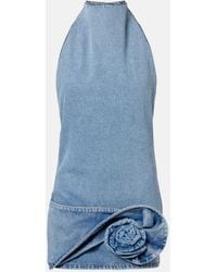 Magda Butrym - Floral-Applique Denim Minidress - Lyst