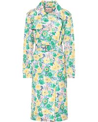 Plan C Gabardina de satén floral - Azul