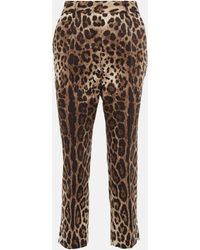 Dolce & Gabbana - Leopard-print Cropped Cotton-blend Pants - Lyst