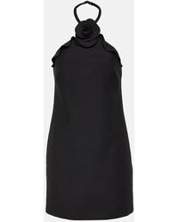 Valentino - Floral-applique Wool And Silk Minidress - Lyst