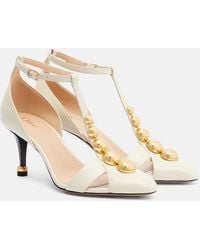 Chloé - Cleia Embellished Leather Pumps - Lyst
