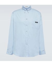 Miu Miu - Camicia in popeline di cotone con logo - Lyst