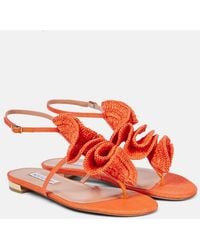 Aquazzura - Noches Tropicales Raffia Thong Sandals - Lyst