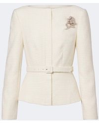 Roland Mouret - Belted Embellished Boucle Jacket - Lyst