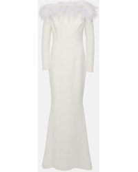 Safiyaa - Bridal Starlana Feather-trimmed Crepe Gown - Lyst