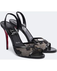 Christian Louboutin - Miss Z Lace-Trimmed Leather Slingback Sandals - Lyst