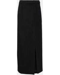 Balenciaga - Side-slit Wool Twill Maxi Skirt - Lyst