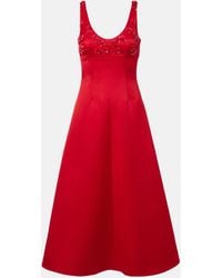 Emilia Wickstead - Abella Embellished Satin Midi Dress - Lyst