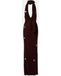 AYA MUSE - Stem Floral-Applique Knitted Maxi Dress - Lyst