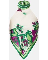 Poupette - Guilia Printed Halterneck Satin Top - Lyst