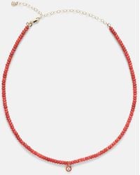 Sydney Evan - Bamboo Coral And 14Kt Charm Necklace - Lyst
