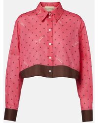 Valentino - Cropped Printed Cotton Shirt - Lyst
