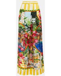 Dolce & Gabbana - Portofino High-rise Silk Twill Wide-leg Pants - Lyst