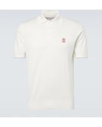 Brunello Cucinelli - Embroidered Cotton Pique Polo Shirt - Lyst