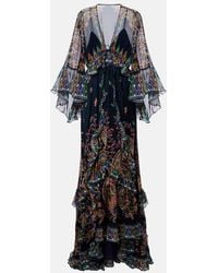 Etro - Paisley Tiered Silk Chiffon Gown - Lyst