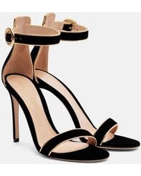 Gianvito Rossi - 105 Leather-Trimmed Velvet Sandals - Lyst