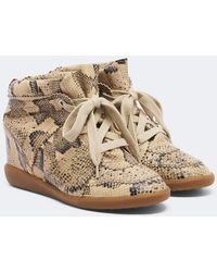 Isabel Marant - Bobby Snake-Effect Leather Wedge Sneakers - Lyst