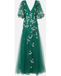Costarellos - Floral-Applique Tulle And Lurex Gown - Lyst