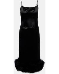 JACQUES WEI - Shearling-Trimmed Satin Slip Dress - Lyst
