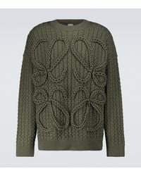 Loewe Anagram-crochet Cabled-wool Jumper - Green