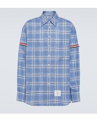 Thom Browne - Camisa de lino a cuadros con RWB Stripe - Lyst