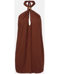 ViX - Astera Halterneck Linen-Blend Minidress - Lyst