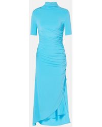 Alaïa - Draped Asymmetric Midi Dress - Lyst