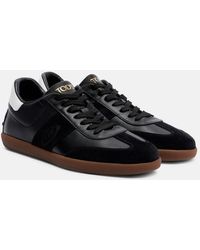 Tod's - Suede-Trimmed Leather Sneakers - Lyst