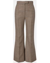 Valentino - Houndstooth Cropped Virgin Wool Flared Pants - Lyst