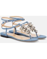 Mach & Mach Double Heart Embellished Thong Sandals in Pink