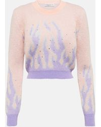 Alessandra Rich - Embellished Jacquard Mohair-blend Sweater - Lyst