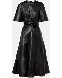 Altuzarra - Gathered Leather Midi Dress - Lyst