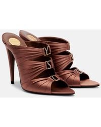 Saint Laurent - Emilie Crepe Satin Mules - Lyst