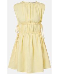 Asceno - Como Gathered Linen Minidress - Lyst
