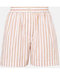 Brunello Cucinelli - Striped Cotton And Silk Bermuda Shorts - Lyst