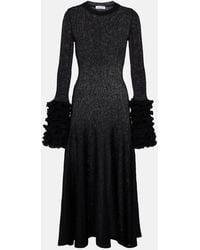 Alaïa - Noir Frill-Cuff Knitted Wool-Blend Midaxi Dress - Lyst