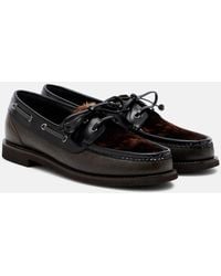 Brunello Cucinelli - Monili Calf Hair-Trimmed Leather Boat Shoes - Lyst