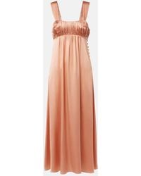 Chloé - Ruched Silk Satin Maxi Dress - Lyst