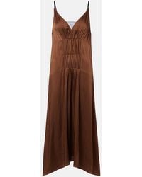 Prada - Gathered Crepe Satin Slip Dress - Lyst